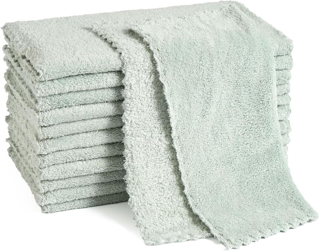 12 Pack Cleaning Cloth,Ultra Soft Absorbent Quick Drying Microfiber Cleaning rags,No scratches,Reusable,Washable,Lint Free Cleaning Towels for Kitchen,Window,Glass,car,11.8"×11.8"(Light Green)