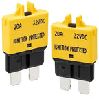 NuIth Manual Reset Mini Fuse Circuit Breakers 20A, E39 Low Profile ATO/ATC Circuit Breaker Blade Fuse 12V-32V DC 20A Re-settable Standard Blade Fuses for Car Truck RV Marine (2PCS-20A)