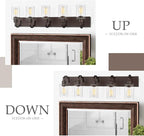 Emliviar 5-Light Metal Bath Vanity Lighting Fixture, Farmhouse Wall Sconce Over Mirror with Clear Glass, Oil Rubbed Bronze Finish, YCE237B-5W ORB