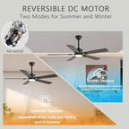 52 inch Modern Ceiling Fans with Lights APP/Remote Control, Low Profile Reversible 6 Speeds Dimmable Ceiling Fan Light for Indoor/Outdoor Bedroom Living Room（Brown）