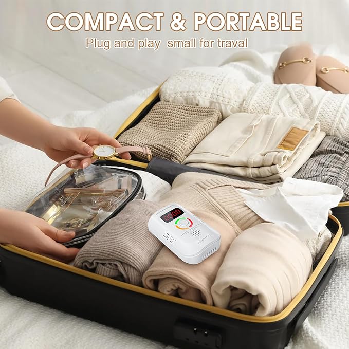 2 Pack Carbon Monoxide Detector, Plug-in Wall Carbon Monoxide Gas Detector, Portable Carbon Monoxide Detector with Digital Display LED, CO Alarm Monitor with Audible and Visual Alarm Test Mute Button