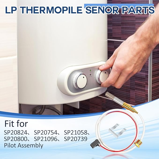 Capoda LP Thermopile Senor Parts for Pilot Burner Kit, Replace Sp20824, Sp20754, Sp21058, Sp20800, Sp21096, Sp20739 Compatible with Ruud and Richmond Water Heaters Pilot Burner Kit Parts