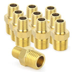 TAISHER 10PCS Brass Pipe Fitting, Reducer Adapter, Hex Nipple, 1/2-Inch Male Pipe x 1/4-Inch Male Pipe