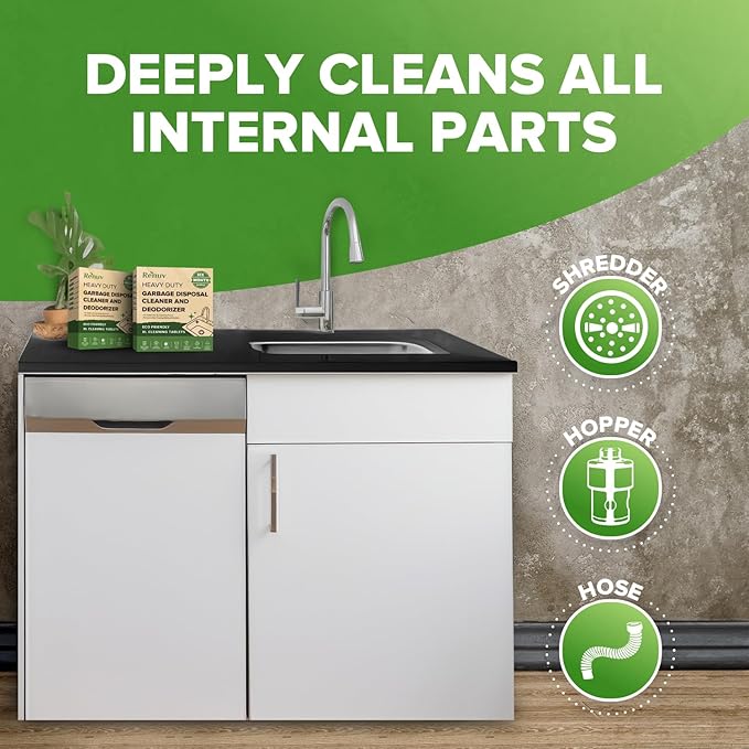 Renuv Garbage Disposal Cleaner and Deodorizer Tablets Drain Freshener, Deodorizer, Cleaner for Garbage Disposer Cleaners (6 XL Tablets - 6 Months Supply)