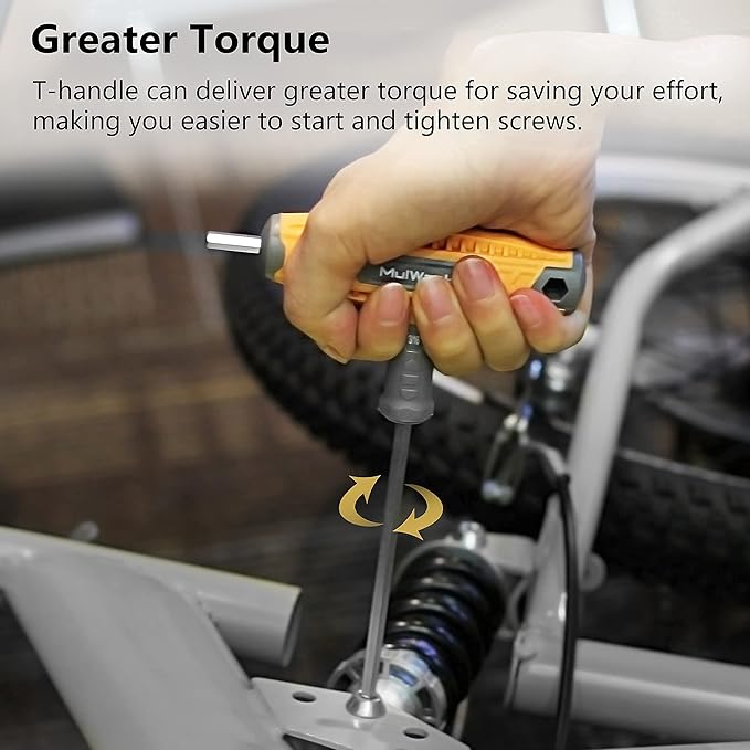 MULWARK 14 PC T-handle Allen Wrench Set Metric and Standard with T Handle Hex Key and Long Hex Driver Set |Christmas Gift|Wall-Mounted Storage Box, Clear Marking, Two-Tip Design, and Chamfered Tips