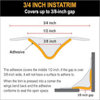 InstaTrim White New & Improved Caulk Trim, 3/4" by 10 ft, Flexible, Waterproof for Bathroom, Floors, and Walls | Easy Installation | No Mess, Stain Resistant, Made in The USA