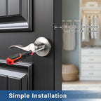 Knobonly 2 Pack Single Side Closet Door Handles, Non-Turning Right and Left Satin Nickel Dummy Door Handle, Door Handle no Lock, Zinc Alloy