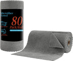 80 Pack Microfiber Cleaning Cloth Roll,Lint Free Rags & Tear Away Reusable Towels Washable Scratch,Ultra Absorbent Dish Rags(12" x 12") for Car Kitchen Home Garage-Dark Gray