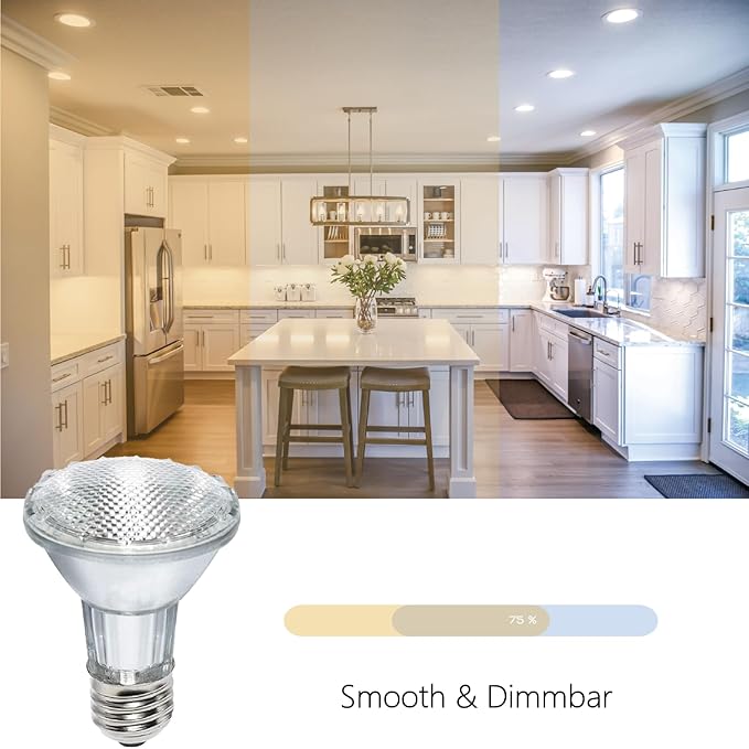 PAR20 Halogen Light Bulbs 6 Pack 120V 39w Dimmable (PAR20 50W Equivalent), E26 Medium Base Flood Light Bulbs with 3000k Warm White for Kitchen Stove Hood and Range Hood Light Bulb.