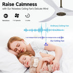 52" 3 Blade Ceiling Fan Without Light, Farmhouse Rustic Wooden Flush Mount Ceiling Fan no Light with Remote for Indoor/Outdoor - High End Silent Operation, White & Gold, 52 Inch