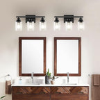 3-Light Bathroom Light Fixtures, Black Bathroom Vanity Light with Clear Glass Shade, Modern Bathroom Wall Lights Over Mirror, Farmhouse Wall Sconces Lighting for Bedroom LivingRoom