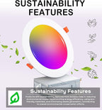 CLOUDY BAY [12 Pack] 6inch Smart WiFi LED Recessed Lighting,RGBCW Color Changing, Compatible with Alexa and Google Home Assistant, No Hub Required,15W 950LM, 2700K-6500K,CRI90+ Wet Location