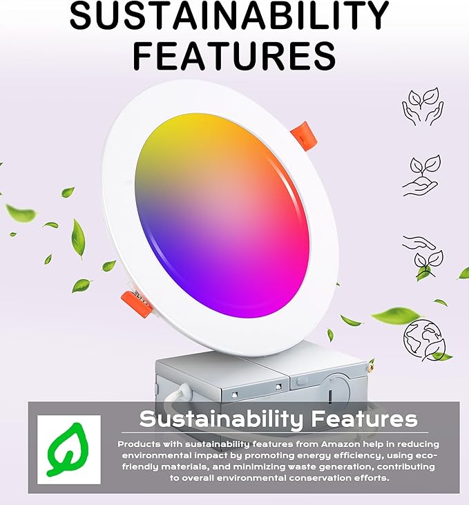 CLOUDY BAY [6 Pack] 6inch Smart WiFi LED Recessed Lights,RGBCW Color Changing Recessed Lighting,Compatible with Alexa and Google Home Assistant,No Hub Required,15W 2700K-6500K,CRI90+ Wet Location