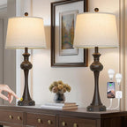 Touch Table Lamps Set of 2, 28.75" Tall Bedside Lamps with USB C+A Ports, 3-Way Dimmable Table Lamp, Nightstand lamps for Bedroom, Living Room, Office, Brown Lamps with Beige Lampshade, Bulbs Included