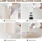 Terpsichore Lamps Set of 2 Modern Farmhouse Table Lamp Bedside Reading Lights Living Room End Lamps Bedroom Night Light,High 22.5 Inch,Light Wood Grain,with Fabric Lamp Shade,Bulb Not Included