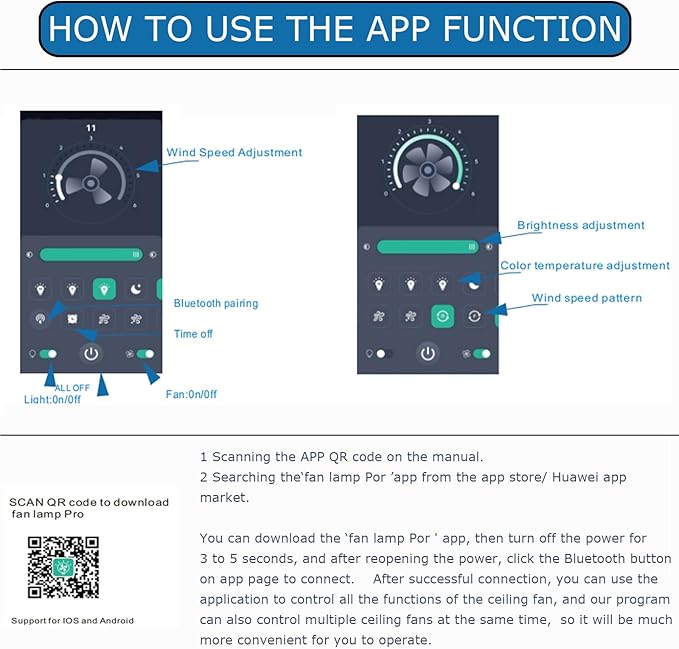 56 inch Black Ceiling Fans with Lights and Remote/App Control, DC Reversible Motor, Noiseless, Dimmable, 6 Speeds Low Profile Modern Ceiling Fan for Livingroom, Indoor/Outdoor Use