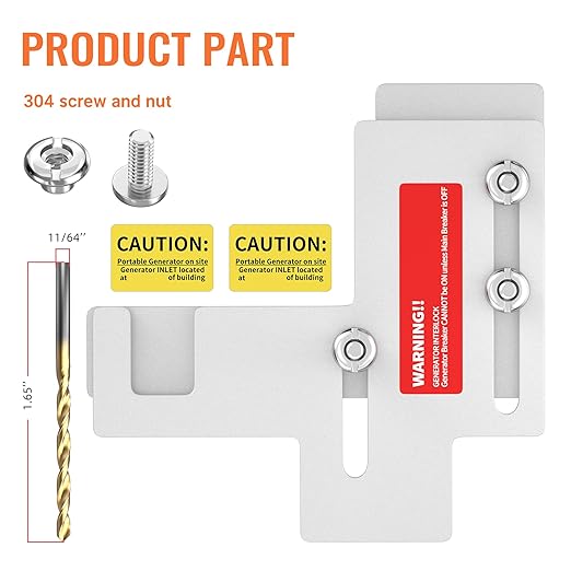 Generator Interlock Kit Compatible with Siemens or Murray 150 amp or 200 amp Main Breaker Panel, 7/8-1 1/4 Inch Spacing Between Main and Branch Breaker