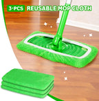 Reusable Microfiber Mop Pads Compatible with Swiffer Sweeper, 3 Pack Dry Sweeping Cloths & Wet Mopping Cloths, Washable Pads for Hardwood Floor Cleaning (Mop is Not Included)