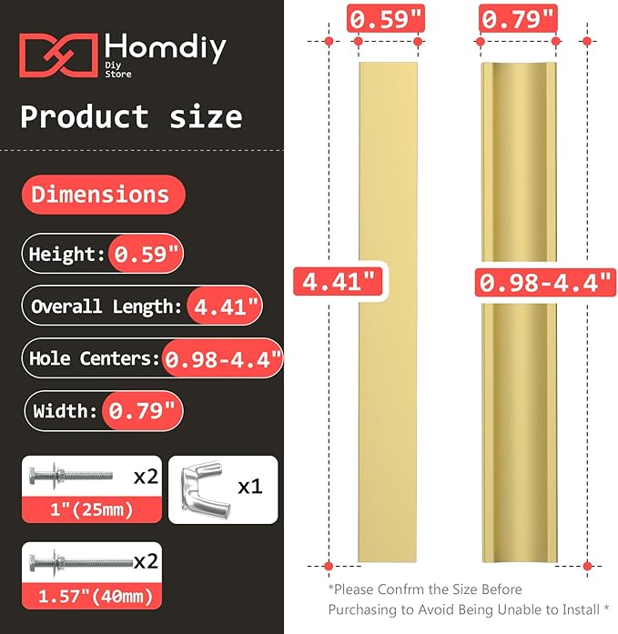 homdiy 10 Pack Adjustable Brushed Brass Cabinet Pulls 1" to 4" (25-102mm) Adjustable Hole Distance Drawer Pulls