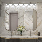 Aipsun Bathroom Vanity Light Crystal Vanity Lighting Fixtures 6 Lights Chrome Vanity Light for Bathroom (Exclude Bulb)