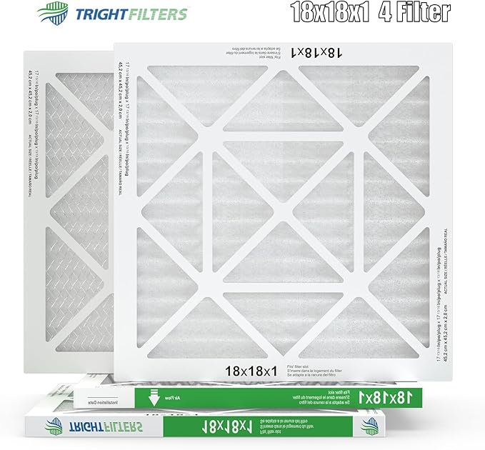 18x18x1 Air Filter 4 Pack, MERV 8 Pleated Dust Defense Air Filters Replacement Air Conditioner HVAC AC Furnace Filter, Durable and Lightweight