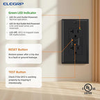 ELEGRP GFCI Outlet 20 Amp, Self-Test GFI Electrical Outlet with Narrow Design, GFCI Receptacle with LED Indicator, UL Listed, Black, Wall Plate Included, 10 Pack