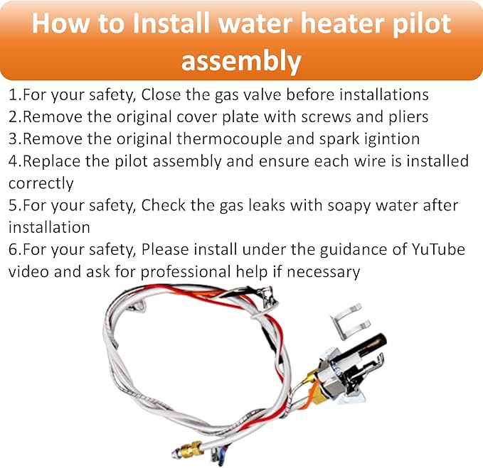 Long Term Heating Function 100112330 Water Heater Pilot Assembly Reliance Gas Thermopile Assembly Compatible with Reliance, State, A.O. Smith, and American Branded Heaters