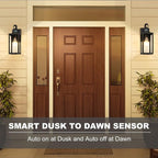 Pia Ricco Motion Sensor Outdoor Wall Lantern, Dusk to Dawn Lighting Sconce, Modern Matte Black Exterior Light Fixture, Waterproof Mount Porch Lights With Clear Glass for Garage, ETL Listed