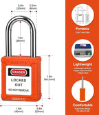 Lockout Tagout Locks with 2 Master Keys｜12-Pack Orange OSHA Loto Lock｜Keyed Different & Laser Coding｜Lock Out Padlock Kits for Machinery & Electrical Panels