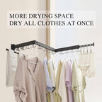 Wall Mounted Clothes Drying Rack,Drying Rack Clothing Wall Mount with Foldable Features(Tri-Fold),Space Saver,Wall Mounted Drying Rack for Laundry Balcony Bathroom (Black)