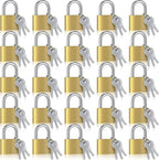 24 Pcs Solid Brass Keyed Padlock, Small Yellow Gym Lock, Strong Padlock with Same Key for Luggage Toolbox (30mm 1-3/16'')