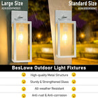 Large Size Outdoor Wall Light Fixtures, Exterior Lighting Fixtures Porch Sconces Wall Mounted, Waterproof White Outdoor Wall Lanterns Lamps, Outside Lights for House Patio Front Door Entryway, 2-Pack