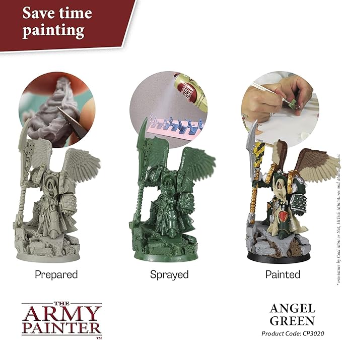 The Army Painter Colour Primer Angel Green, 400 mL Acrylic Spray Primer, Spray Paint Basecoat for Miniature Priming, Tabletop Roleplaying, Boardgames, and Wargames Miniature Modelling