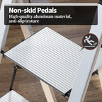 KINGRACK Aluminium 5 Step Ladder, Lightweight Step Stool with Non-Skid Pedals, Handrail, Foldable Step Ladder for Kitchen, Garage, Home, Space Saving, Sturdy and Portable, Silver