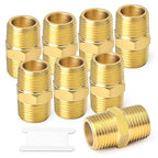 TAISHER 8PCS Brass Pipe Fitting, Reducer Adapter, Hex Nipple, 1/2-Inch Male Pipe x 1/2-Inch Male Pipe