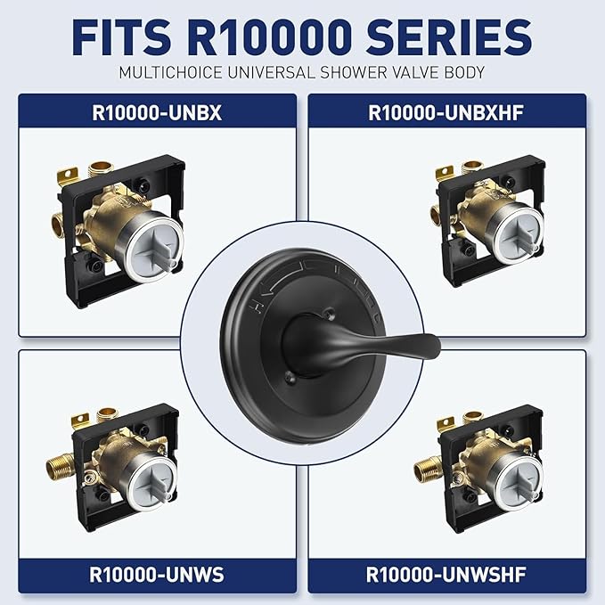 Matte Black Shower Handle T13020-BL- Replacement for Delta Classic 13/14 Series Single-Function Trim Kit, Compatible with Delta R10000 Series Shower Valves(Cartridge Included)