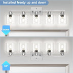 Modern Brushed Nickel 5 Light Bathroom Vanity Light, 31 inch Bathroom Light Fixtures with Clear Glass for Mirror Kitchen Living Room Hallway Cabinet Porch