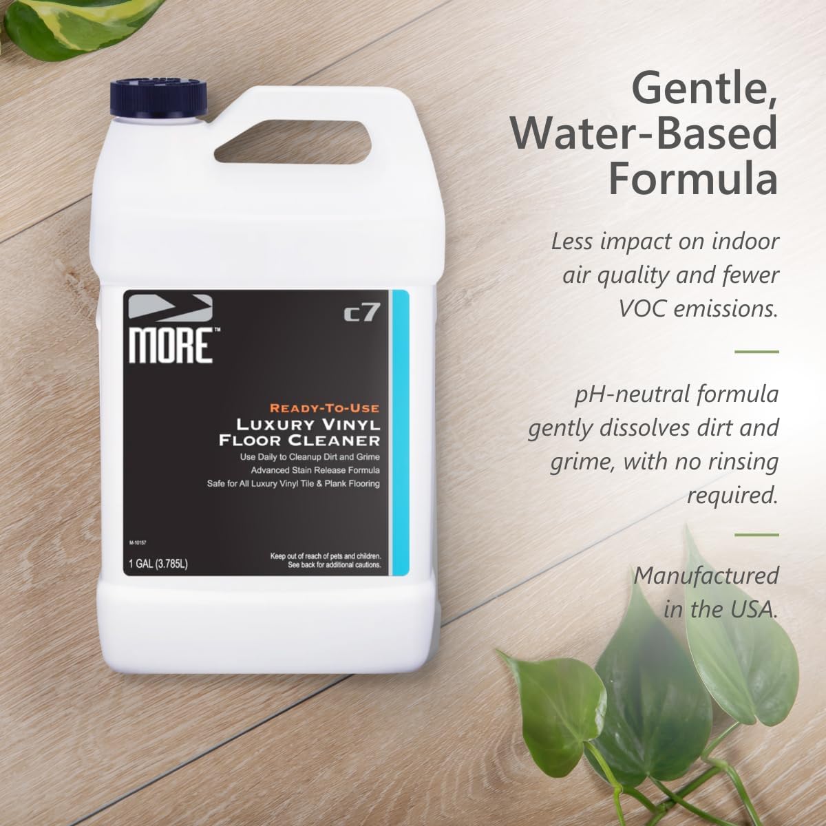 MORE Luxury Vinyl Floor Cleaner for Vinyl Plank Flooring - Ready to Use, Daily Cleaning Formula for Tile, Vinyl Surfaces [Gallon / 128oz]