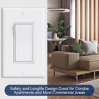 ThunderWay Single Pole Decorator Wall Light Switch with Wall Plate, 15A 120V/277V, On/Off Paddle Switch, Residential Grade - UL Listed, White (30)