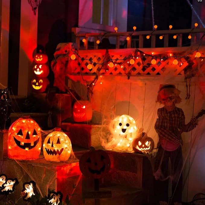 SUNSGNE G40 Orange Incandescent Replacement Light Bulbs, 25 Pack Globe Light Bulbs for E12 Outdoor String Lights, C7/E12 Candelabra Base, 5 Watt, Orange