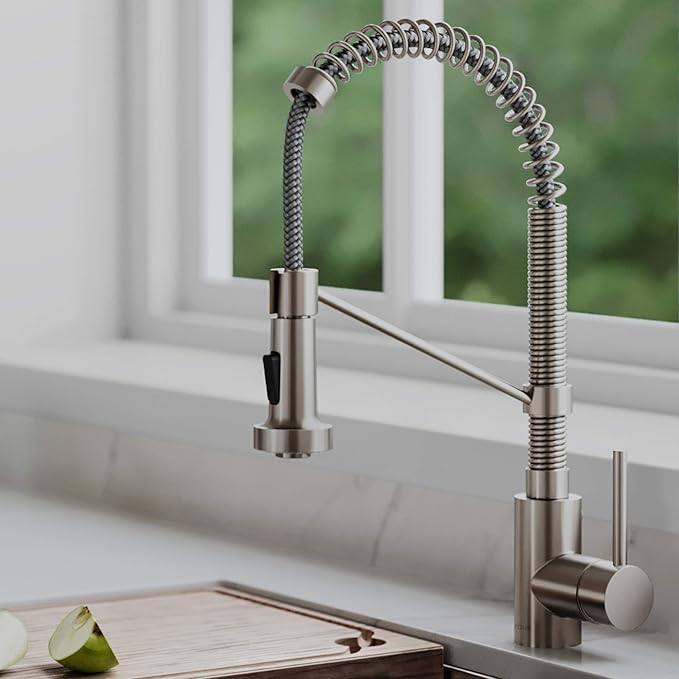 KRAUS Bolden Commercial Style 2-Function Single Handle Pull Down Kitchen Faucet in Spot-Free Stainless Steel, KPF-1610SFS