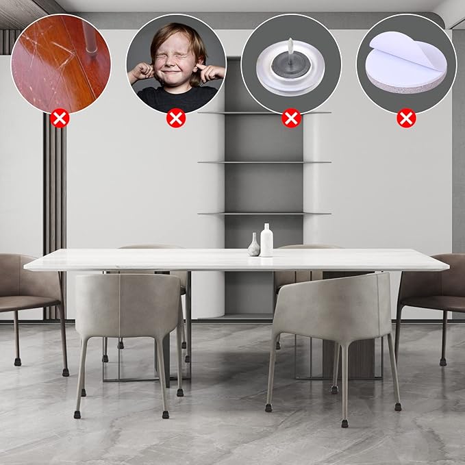 Ezprotekt 24 Pcs Extra Small Square Chair Leg Floor Protectors, Silicone Felt Furniture Pads, Dining Table Leg Caps Covers Protectors for Hardwood Floors No Scratches (S Fit: 0.55" - 0.75", Black)