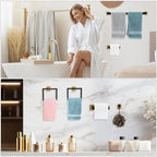 Gisafai 10 Pcs Bathroom Hardware Accessories Set 23.6 Inch Bath Towel Bar Kit Stainless Steel Bathroom Hardware Set Towel Racks Ring Hooks Paper Holder for Wall Mounted (Black Gold)