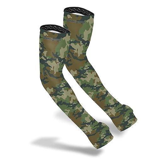FARMER'S DEFENSE Sleeves | UV Cooling Sleeves for Sun Protection | Premium Anti-Scratch Arm Guard Sleeve for Skin - for Gardening Harvesting Sports Outdoors | Unisex | Green Camo - XS
