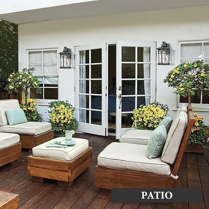 Darkaway Large Outdoor Porch Lights Wall Mount, 15inch Outside Light Fixtures Sconces Wall Lighting with Water Ripple Glass Waterproof Exterior Lights for Patio Yard House Hallway Doorway Garage