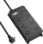 Outdoor Power Strip Weatherproof with USB,Waterproof Surge Protector,3 USB Ports, 6 Outlets,Multi Plug Electrical Outlet for Camping,Garden,Home Office Patio Porch,etc,15FT Cord,Flat Plug