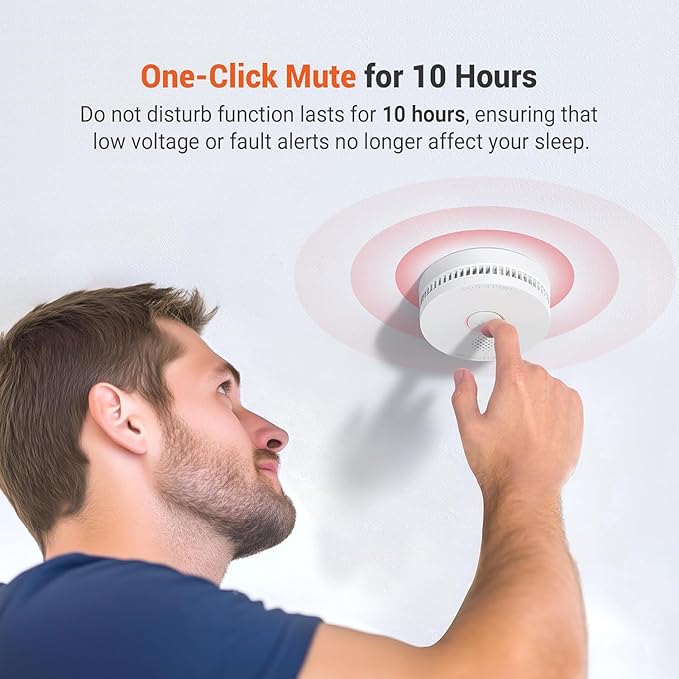 Jemay Smoke Detector Fire Alarms 9V Battery Operated with Photoelectric Sensor & Silence Button,10 Year Product Life Smoke Alarm Fire Detectors Easy to Install, UL217-9th Listed, 5 Packs