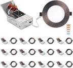 4-inch LED Recessed Light - Slim Recessed Ceiling Light with Junction Box, 9W 5CCT Canless Lighting fixture, Dimmable, Easy Install for Bedroom, Kitchen, Living Room, 12 Pack, Oil Rubbed Bronze