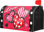 Kawani Valentine's Day Love Hearts Mailbox Covers Magnetic Red Pink and Black Polka Dots Mailbox Covers Magnetic Standard Size 21x18 Inch Holiday Post Letter Box Cover for Garden Yard Decor