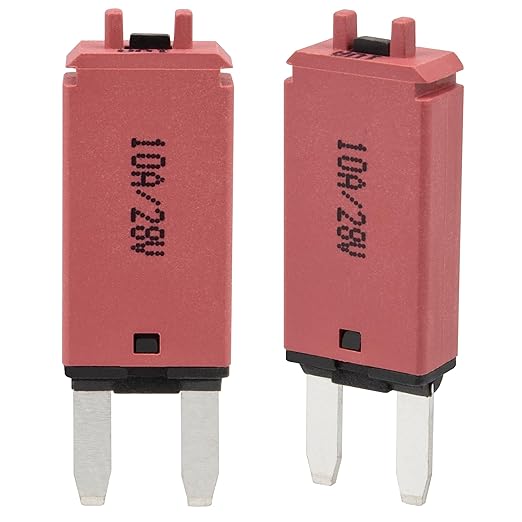 NuIth Manual Reset 10A Mini Fuse Circuit Breakers, E73 Low Profile ATM Circuit Breaker Blade Fuse DC 28V Resettable Standard Blade Fuses for Car Truck RV Marine (2PCS-10A)